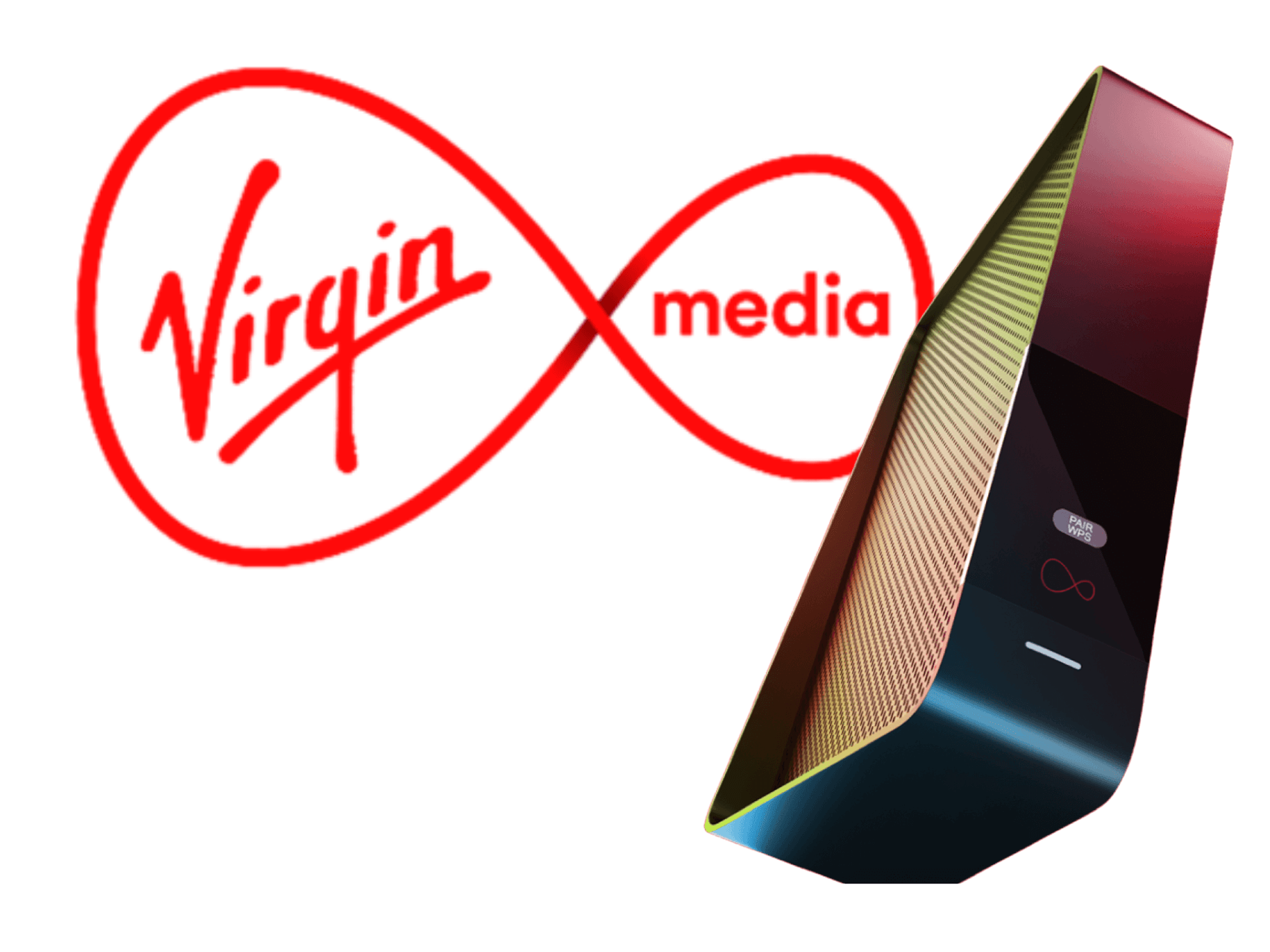Virgin Media router in front logo