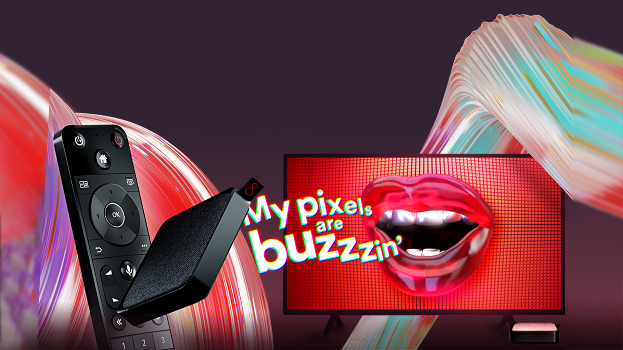 Virgin Media Stream box pictured with a Smart TV in the background