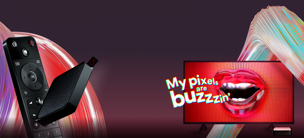 Virgin Media Stream box shown on colourful background