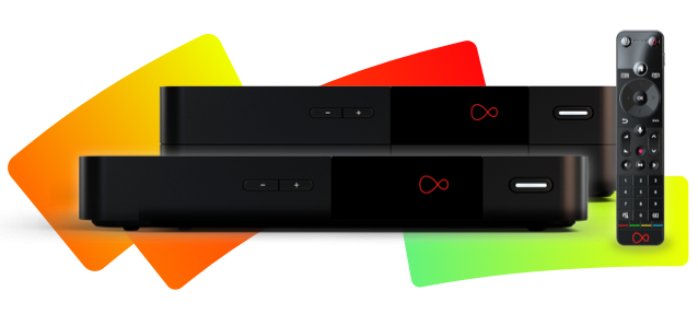 virgin media tv 360 boxes pictured with a remote control