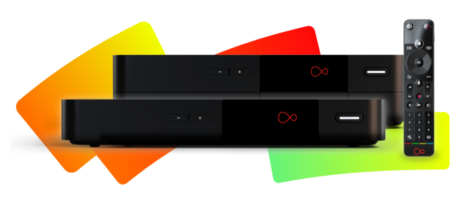 virgin media tv 360 boxes pictured with a remote control