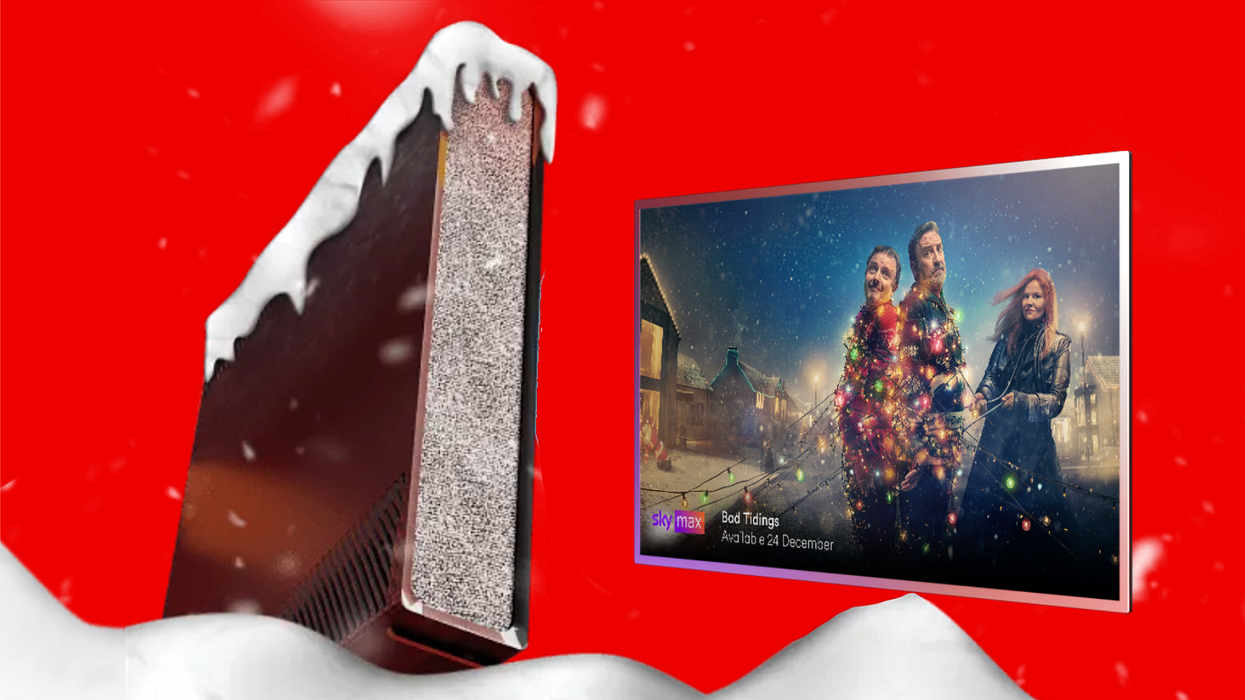 virgin media wi-fi router with a television showing sky tv channels