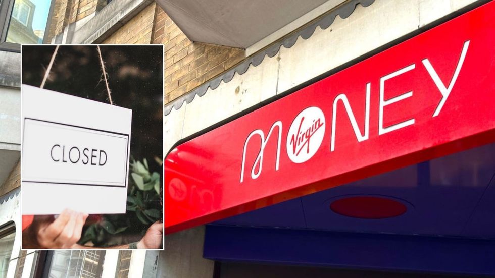 Virgin Money branch and closed sign