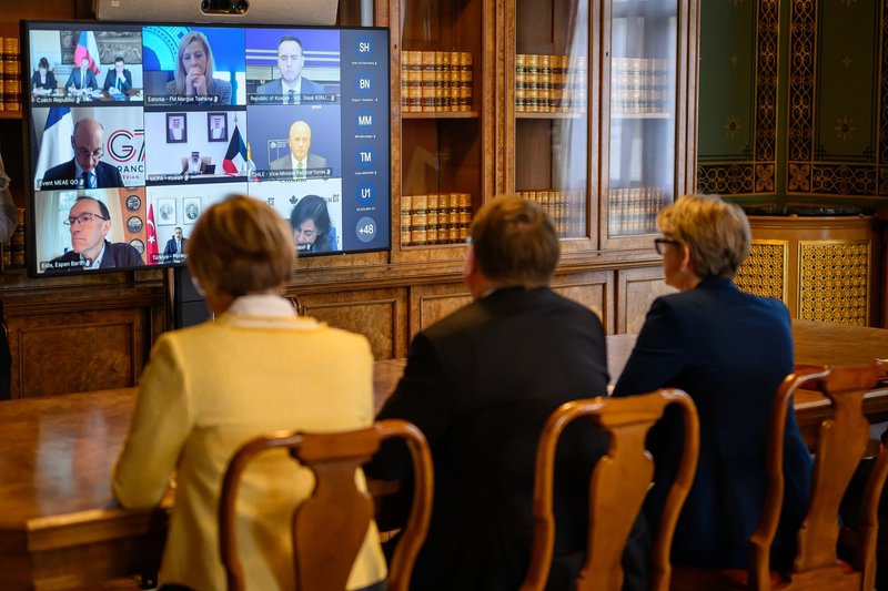 Virtual meeting attended by Yvette Cooper