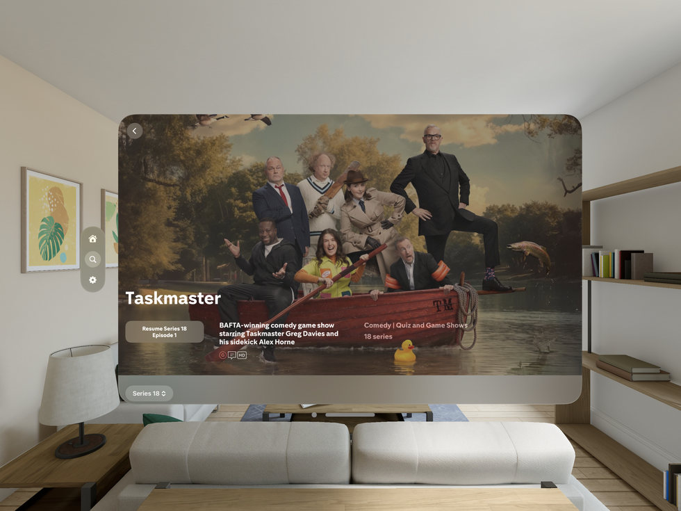 vision pro window floating in a living room with the channel 4 app