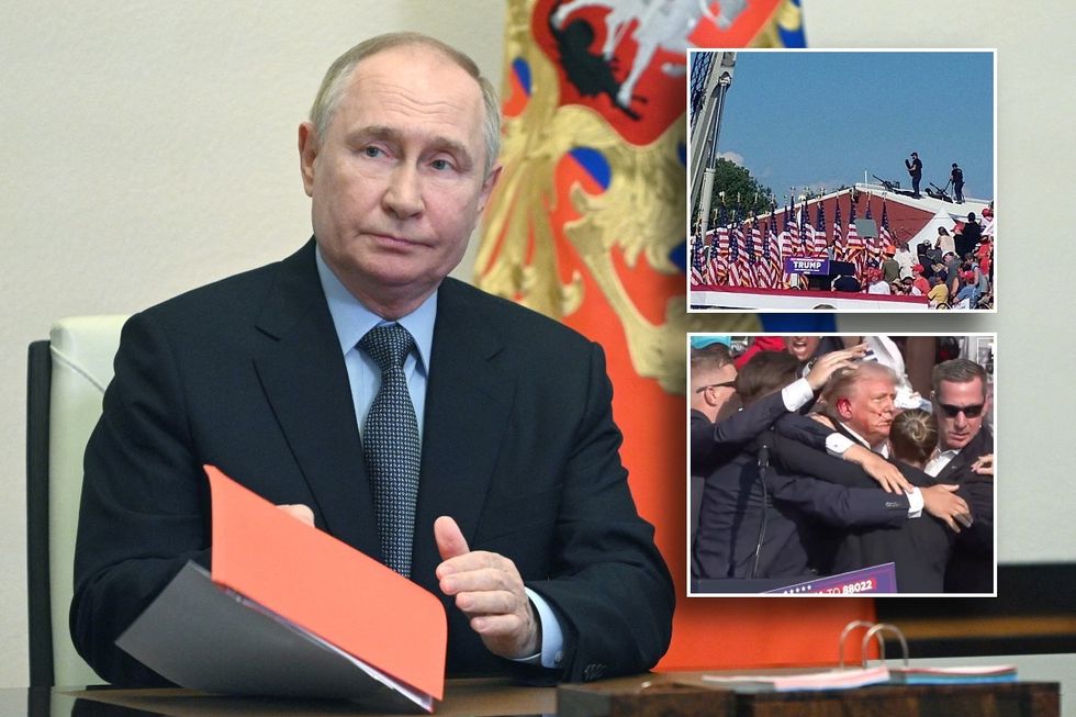 Vladimir Putin, snipers on roof of Trump rally and Donald Trump with bloodied ear