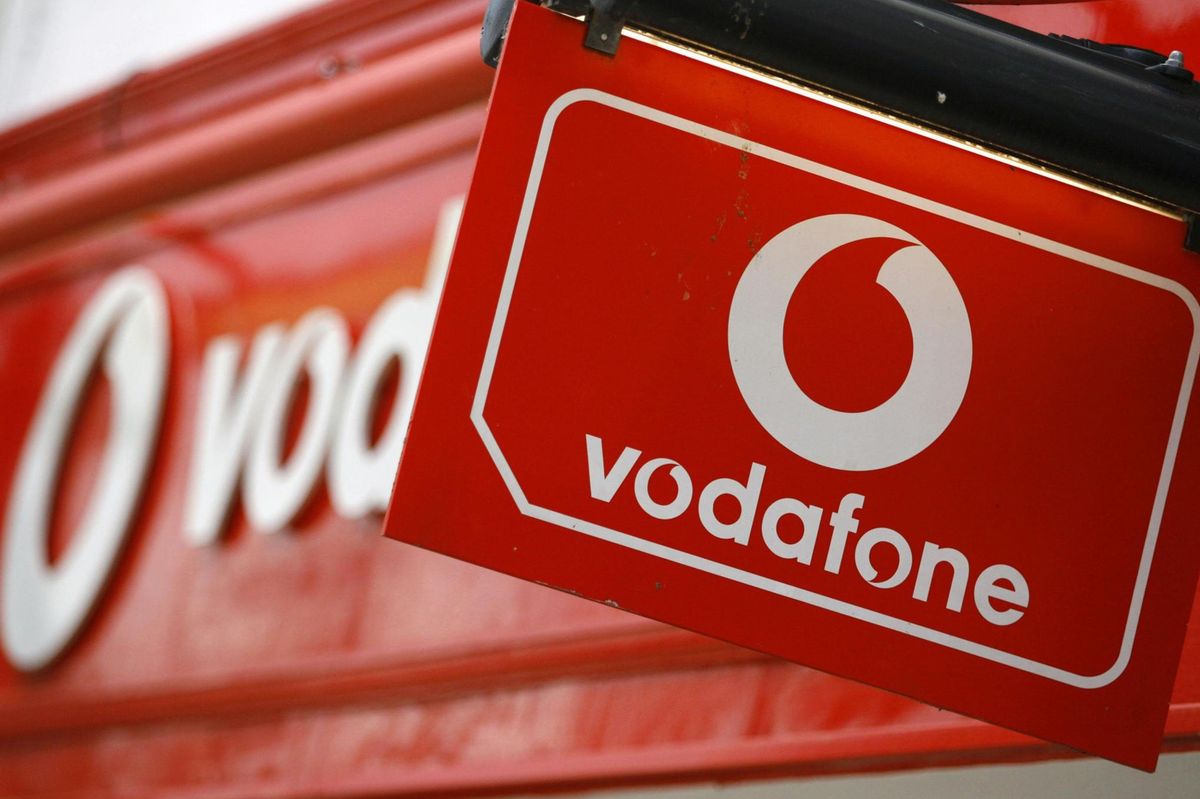 Vodafone sign on the front of its store