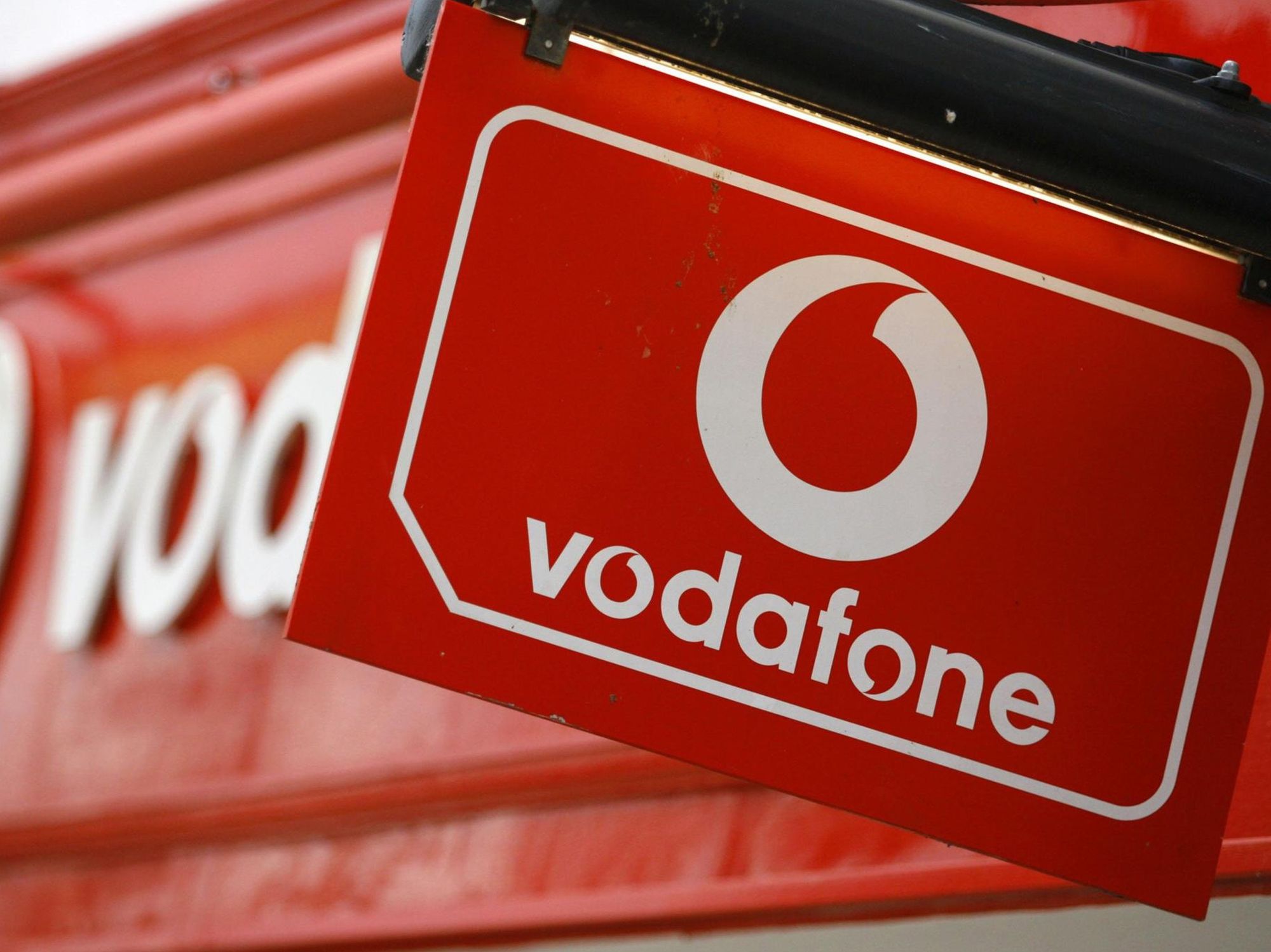 Vodafone sign on the front of its store
