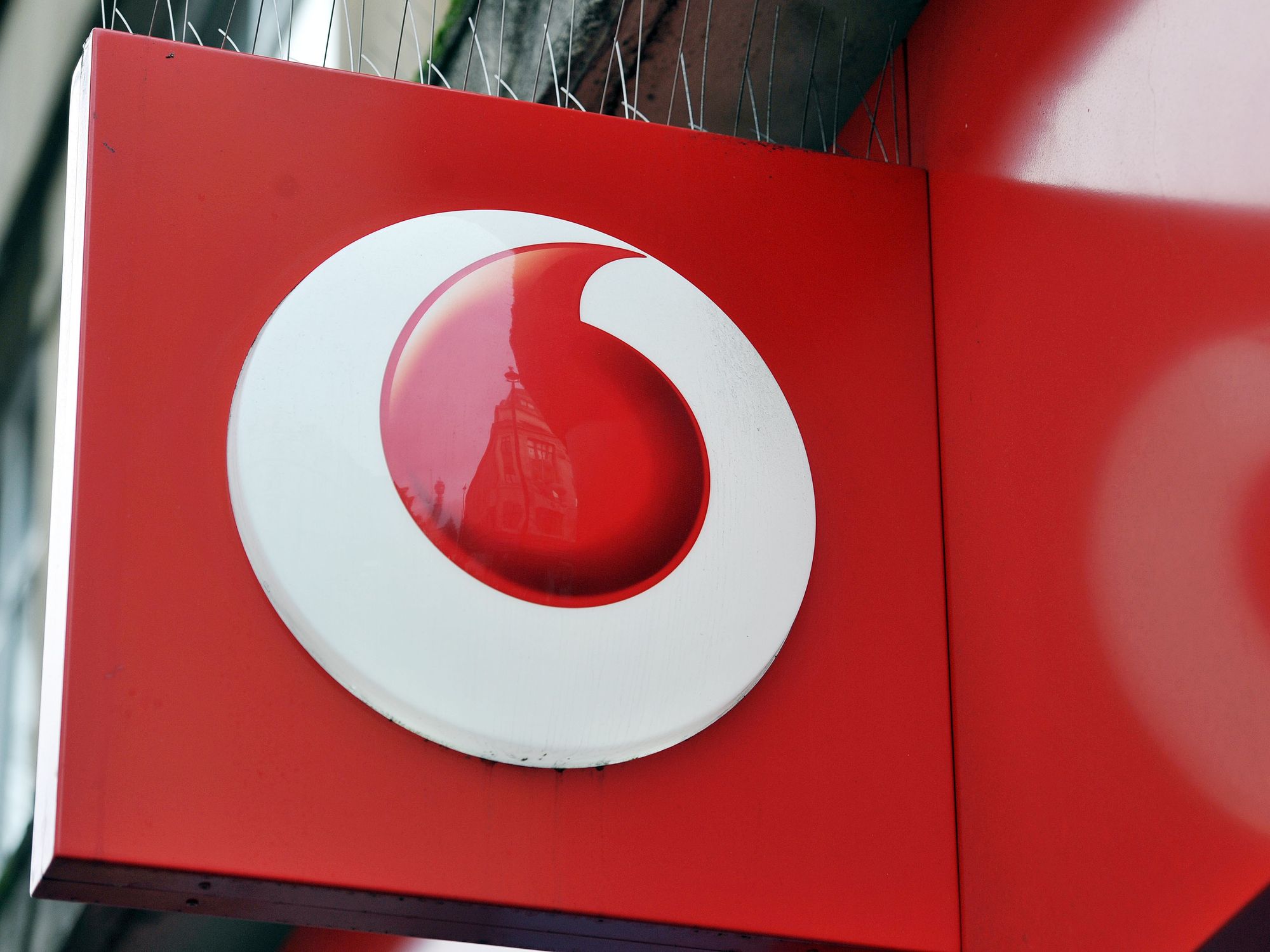 Vodafone sign pictured outside a high street store