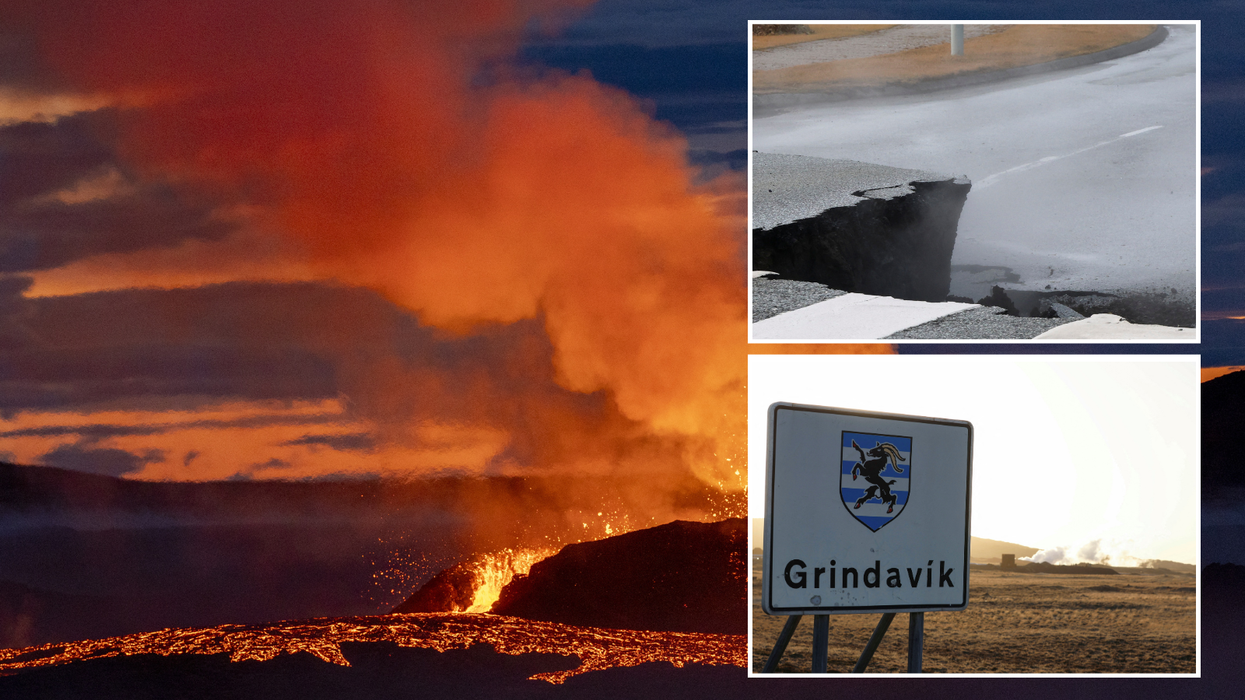 Volcano/cracks in the road/Grindavik sign