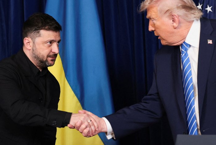 Volodymyr Zelensky and Donald Trump