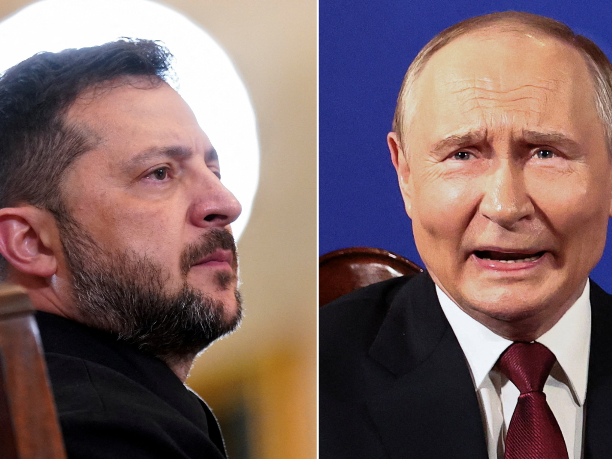 Volodymyr Zelensky and Vladimir Putin