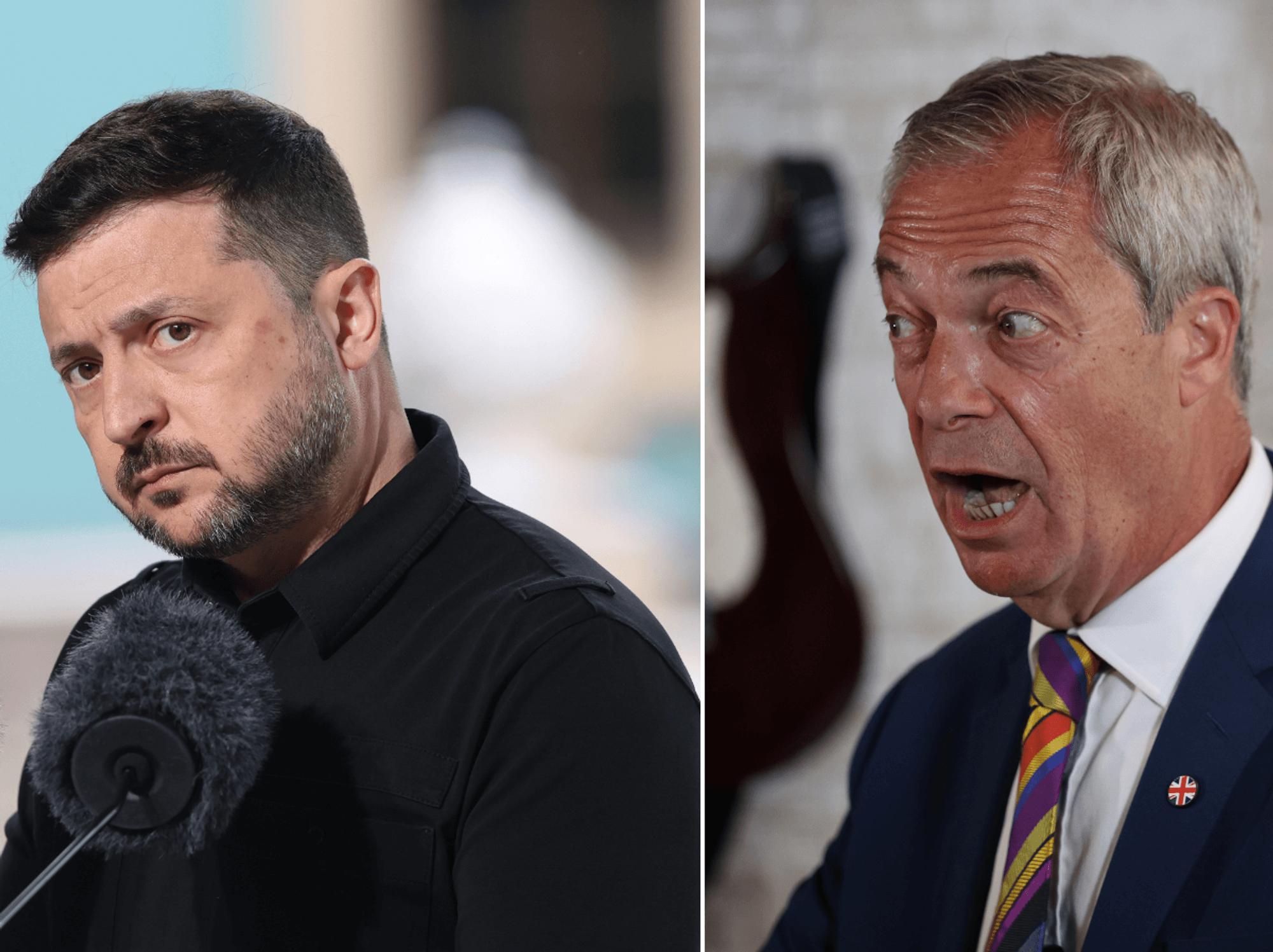 Volodymyr Zelensky, Nigel Farage