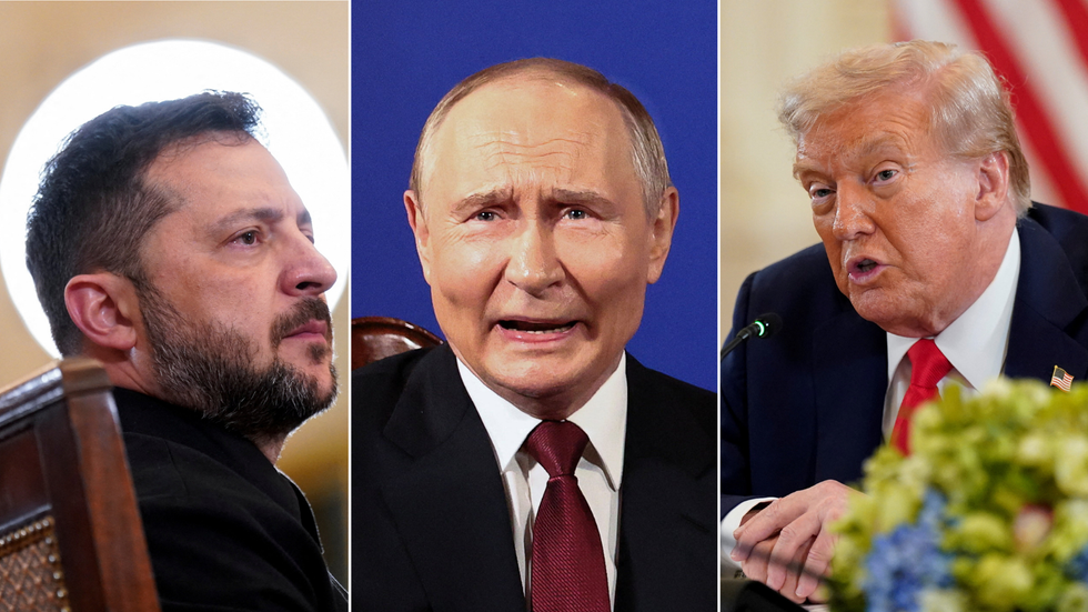 Volodymyr Zelensky, Vladimir Putin and Donald Trump