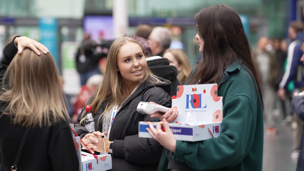 Volunteers handing our poppies for Poppy Appeal 2024