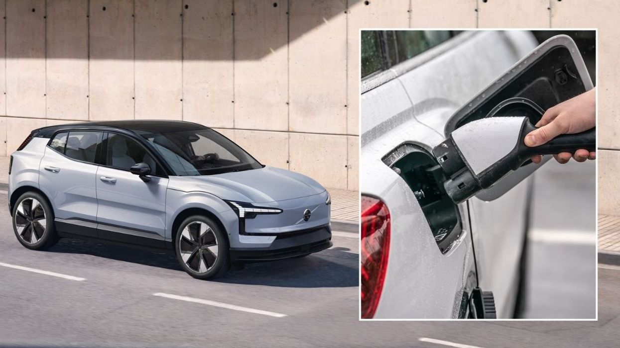 Volvo EX30 and an electric car charger