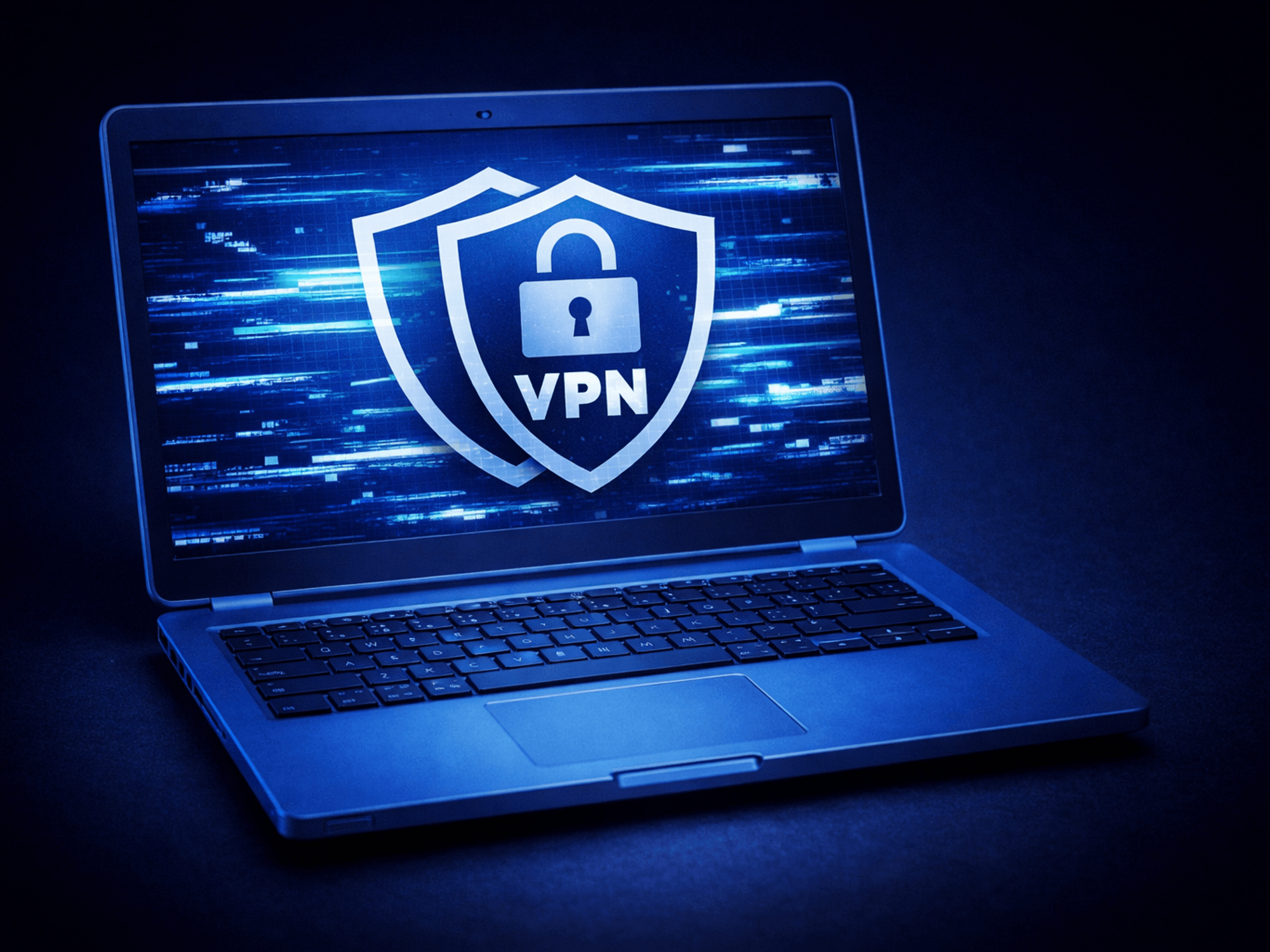 VPN logo displayed on laptop screen