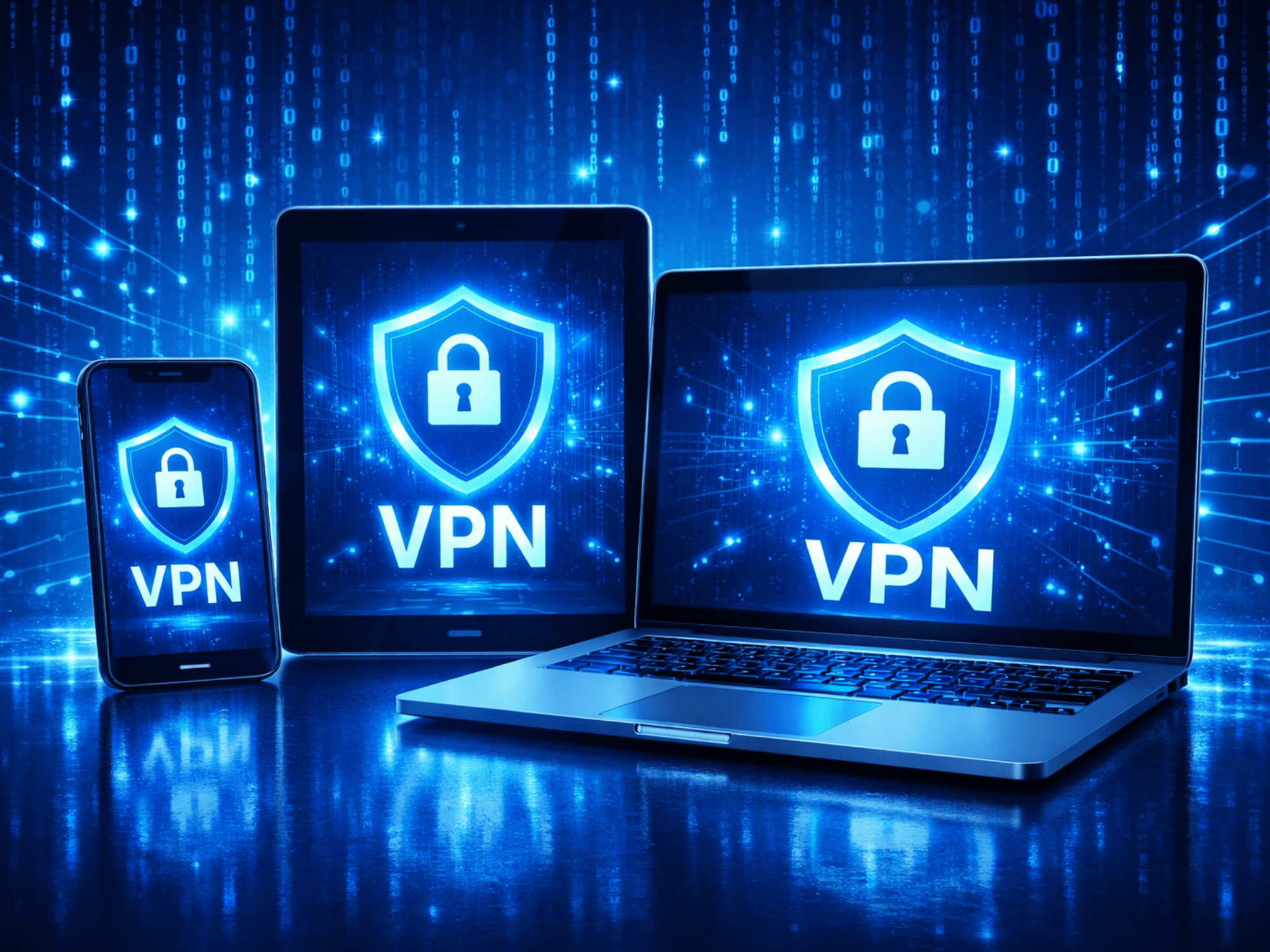 VPN symbol displayed across the devices