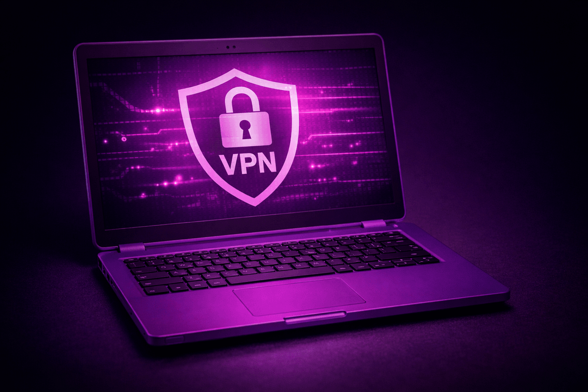 VPN symbol displayed on laptop screen
