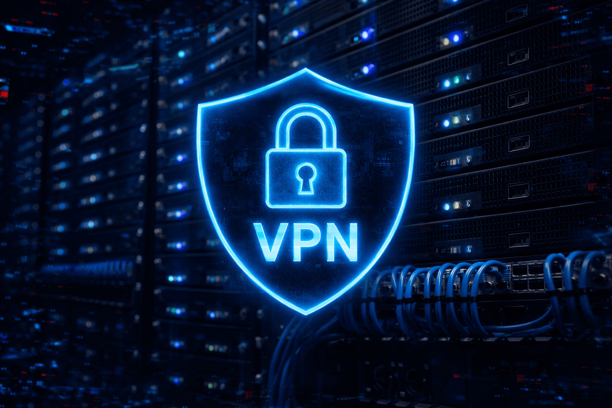 VPN symbol in front of servers
