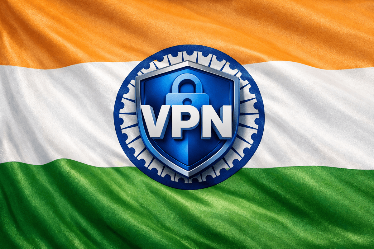 VPN symbol in front of the India flag