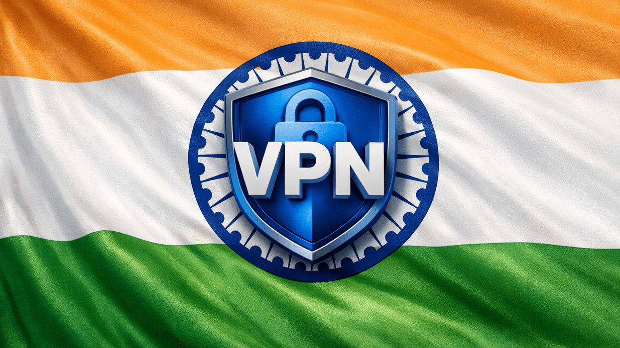 VPN symbol in front of the India flag