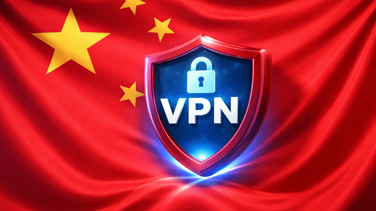 VPN symbol in the middle of the China flag