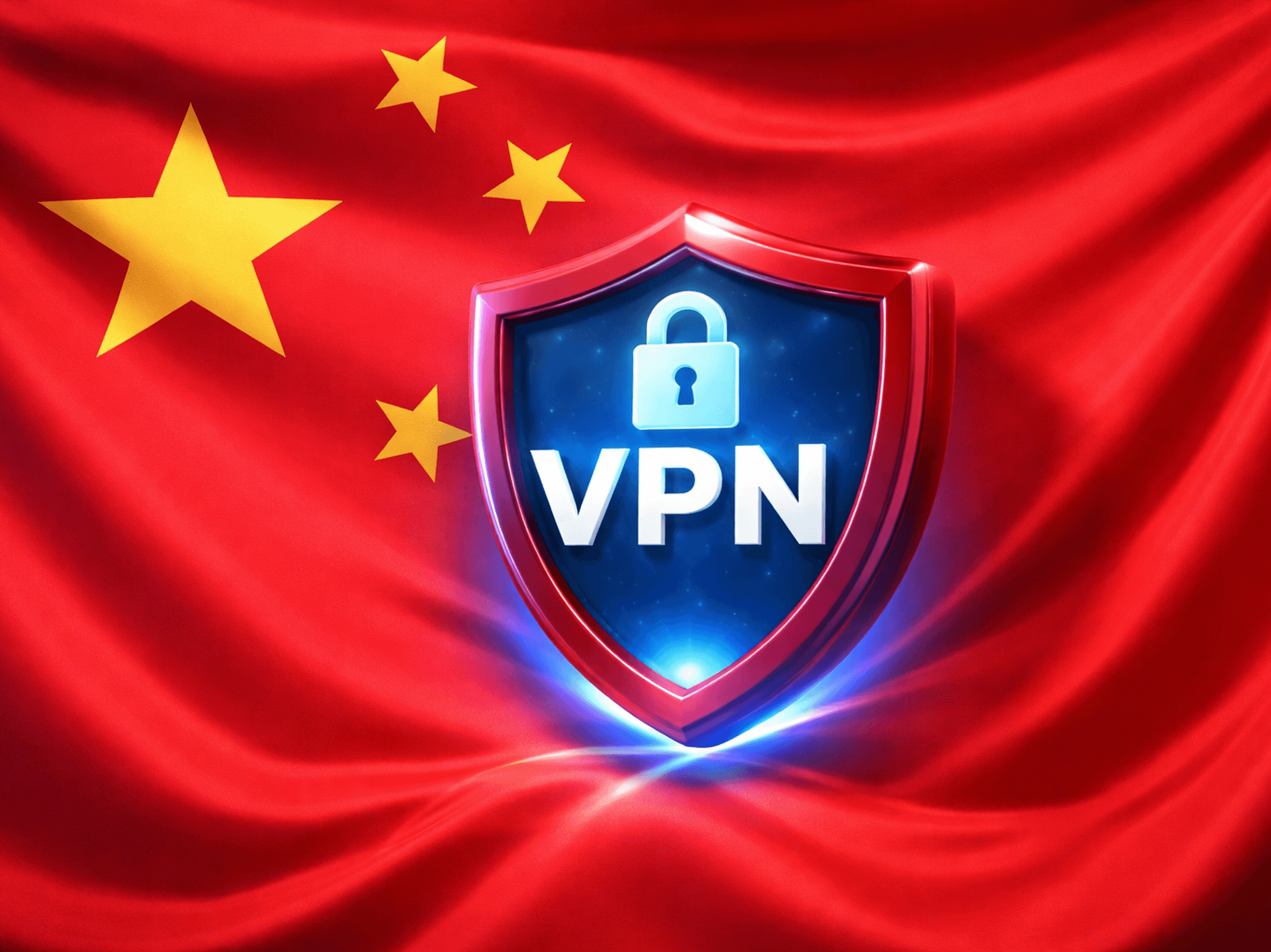 VPN symbol in the middle of the China flag