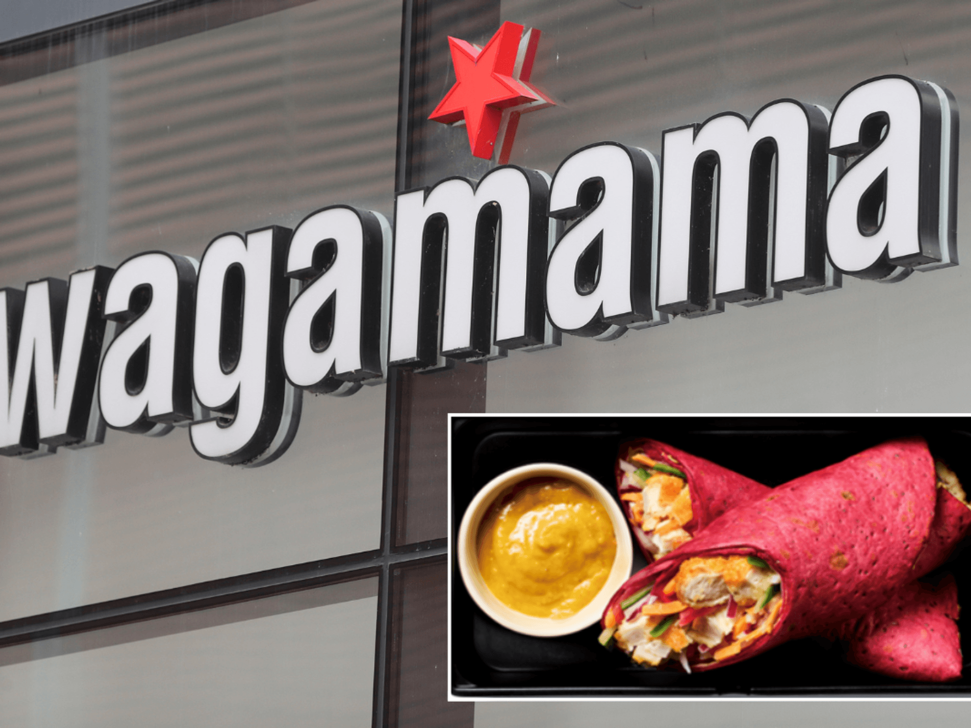 Wagamamas sign / chicken katsu wrap