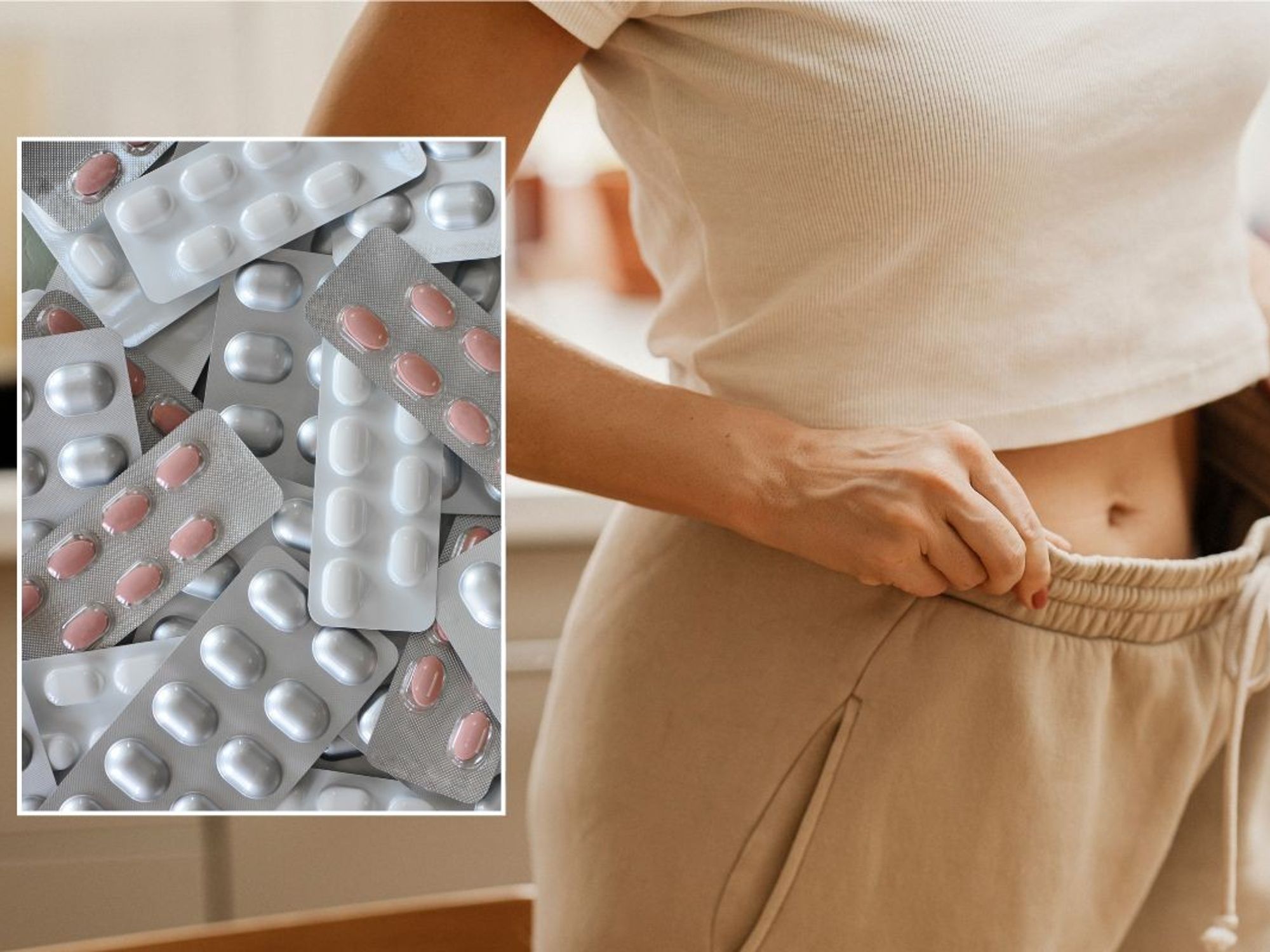waist reduction and pills stock image