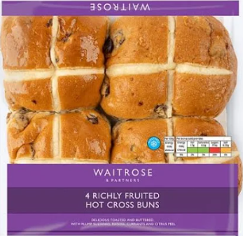 Waitrose Easter Four Richly Fruited Hot Cross Buns