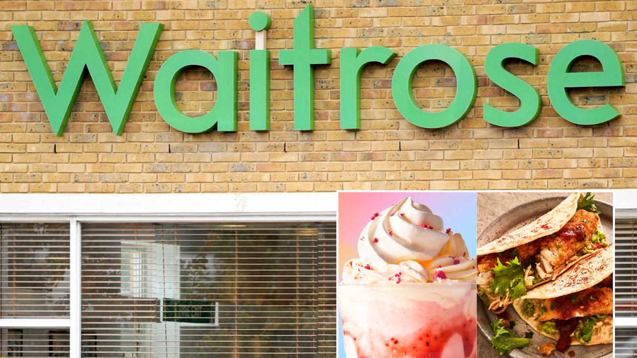 Waitrose sign / frappe and fish tacos