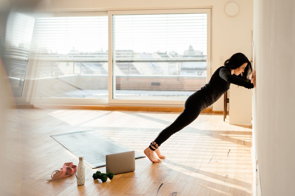 Wall push-ups at home exercise workout strength training