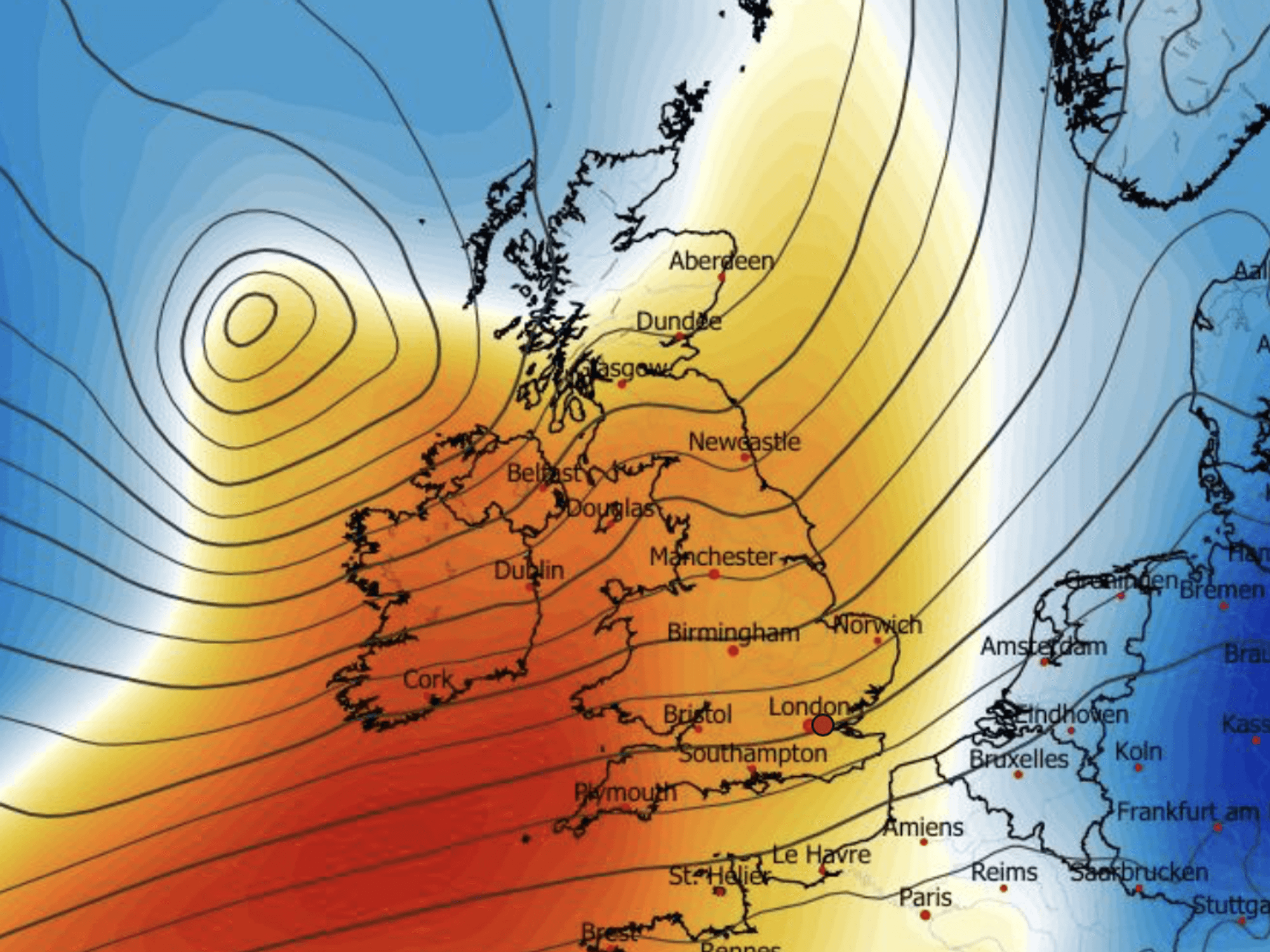 Warm sector simmers over Britain