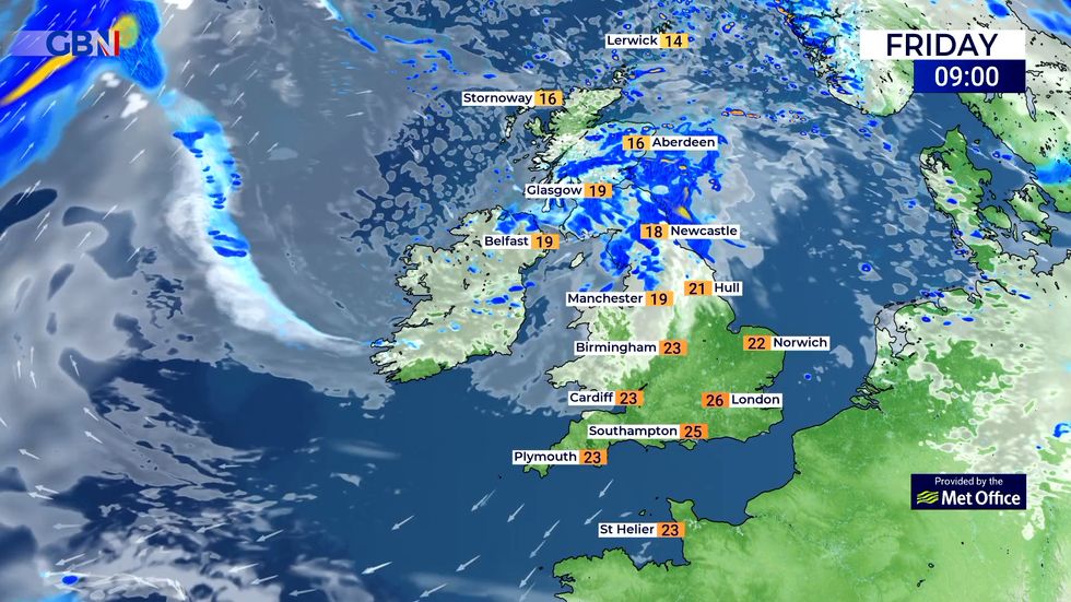 Warm sunshine is expected in the south and southwest.