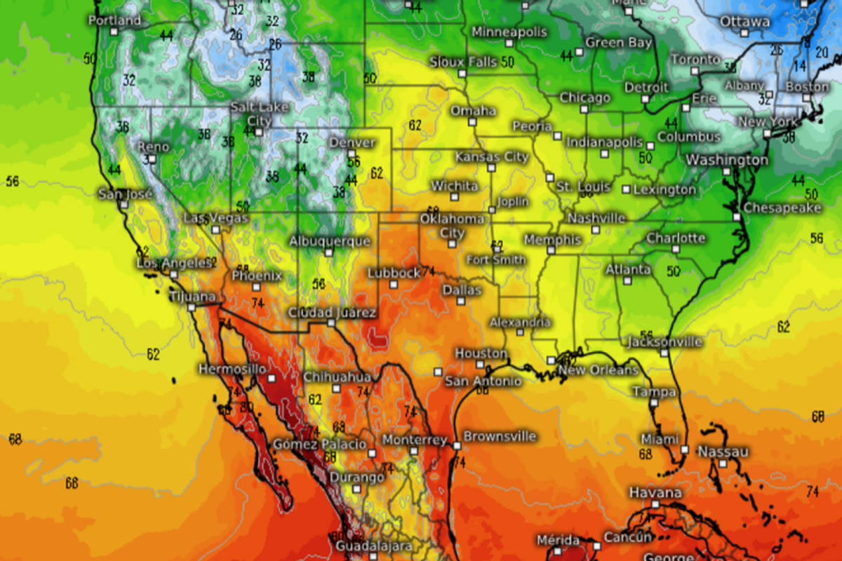 Warmth sweeps up from Mexico 