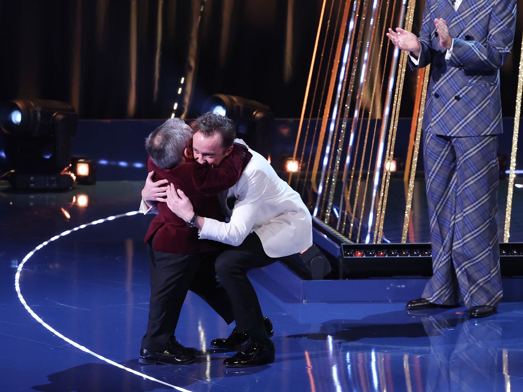 Warwick Davis and Tom Felton
