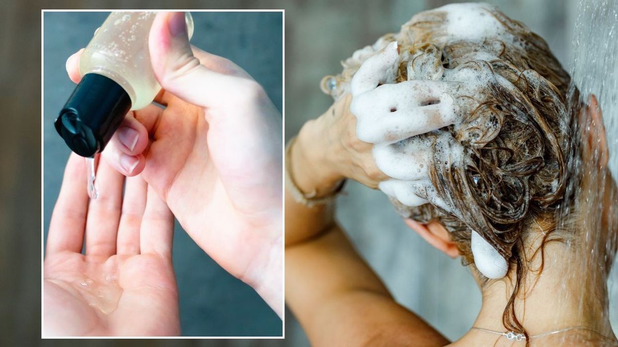 washing hair with shampoo