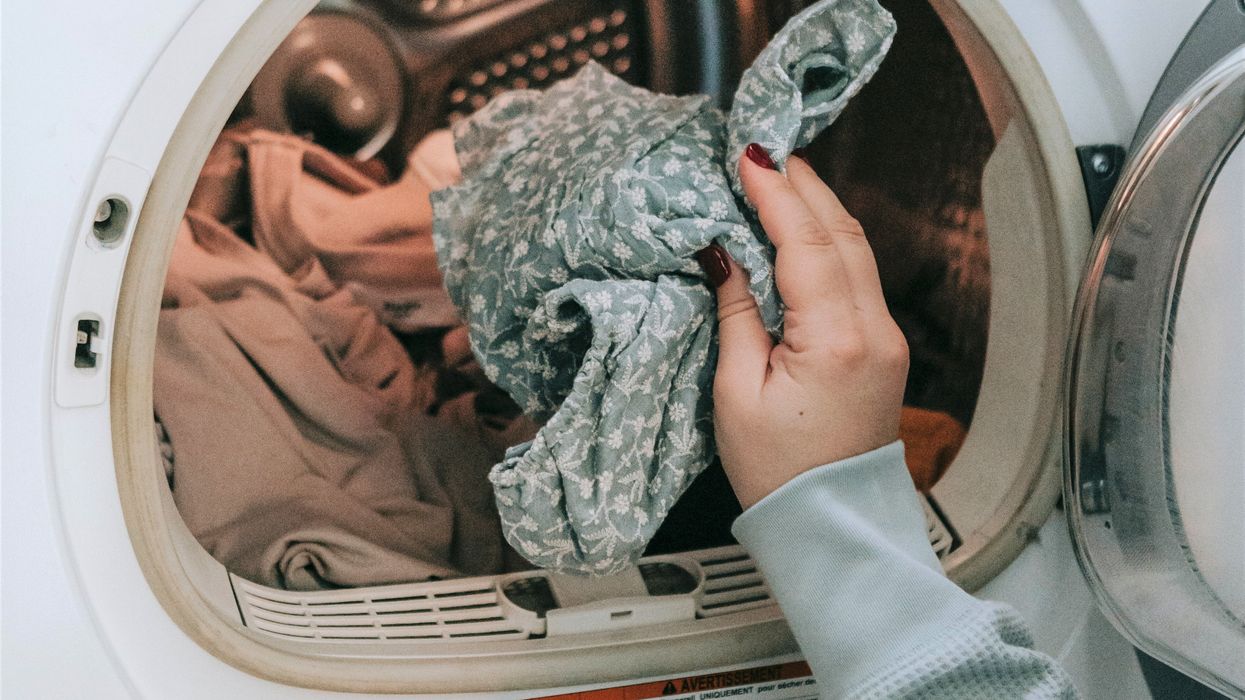 Washing machine filled with clothes