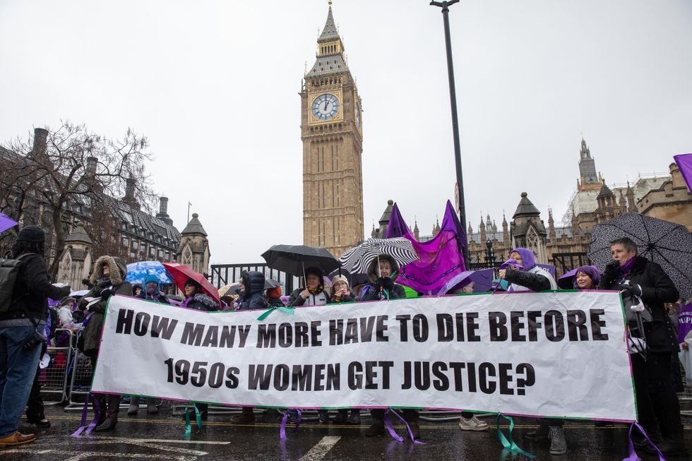WASPI campaigners at protest about state pension age changes for women