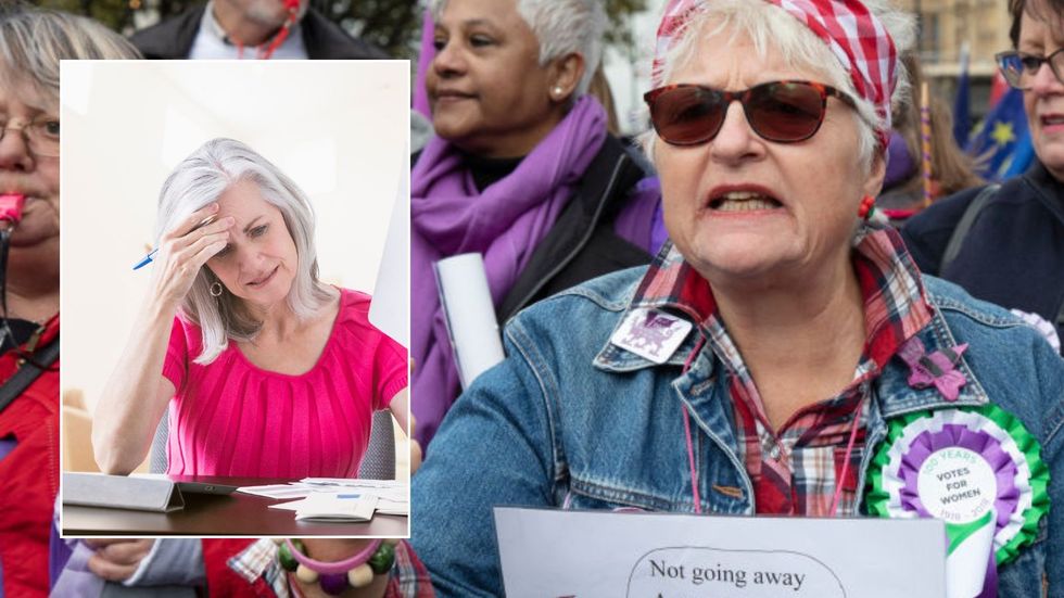 WASPI protester and women looking concerned about finances