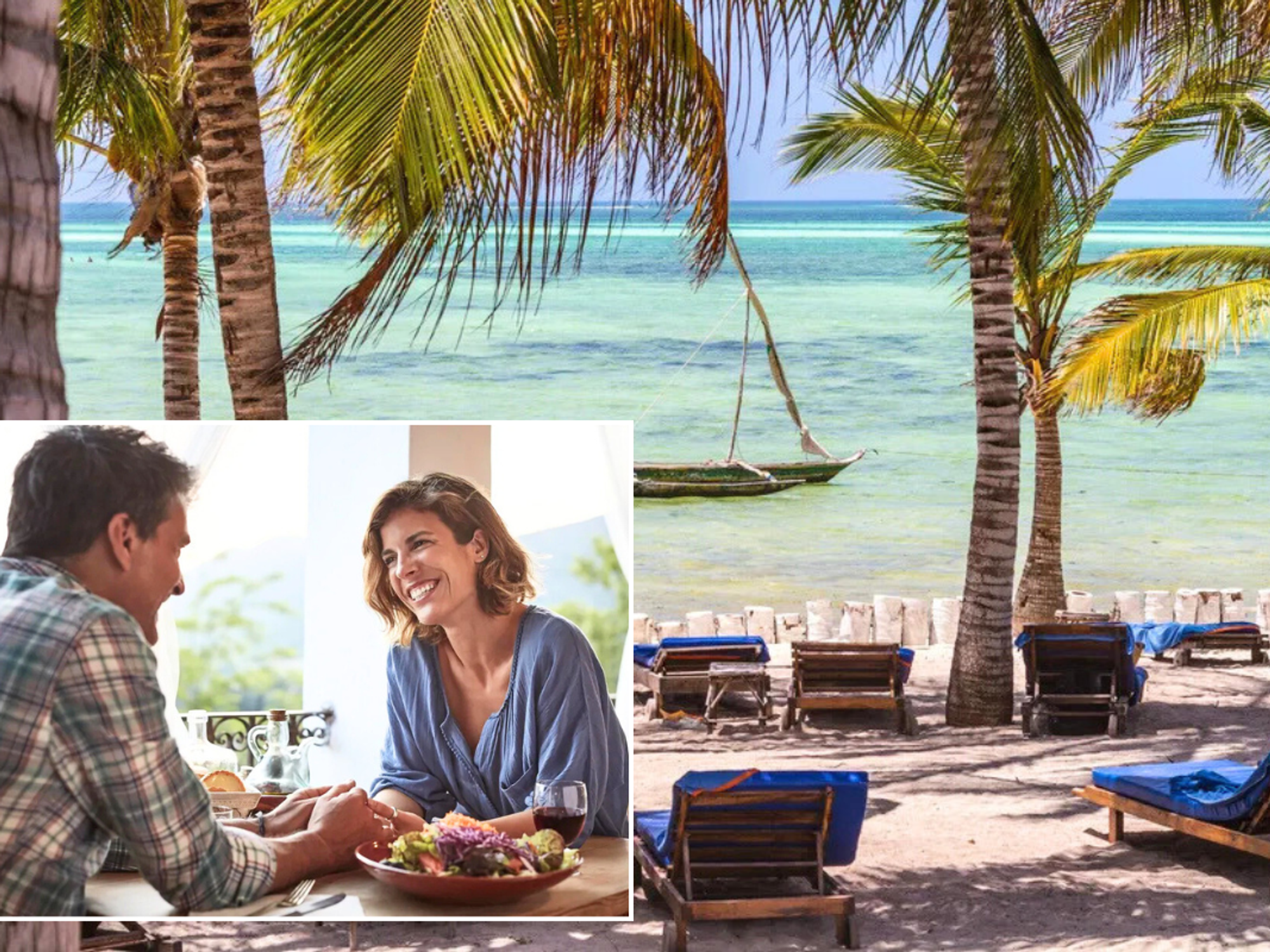 Watamu Bay, Kenya / couple eating on holiday