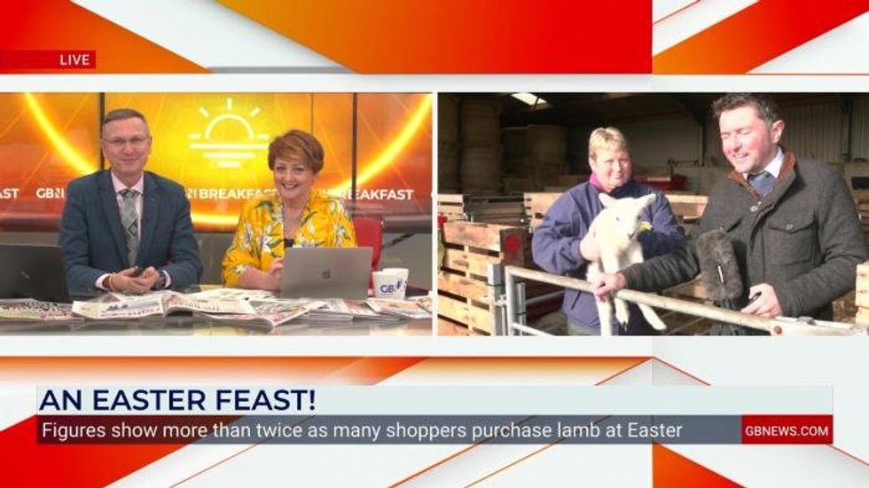 Watch adorable moment GB News reporter snuggles up with lamb in a special visit to Scottish farm