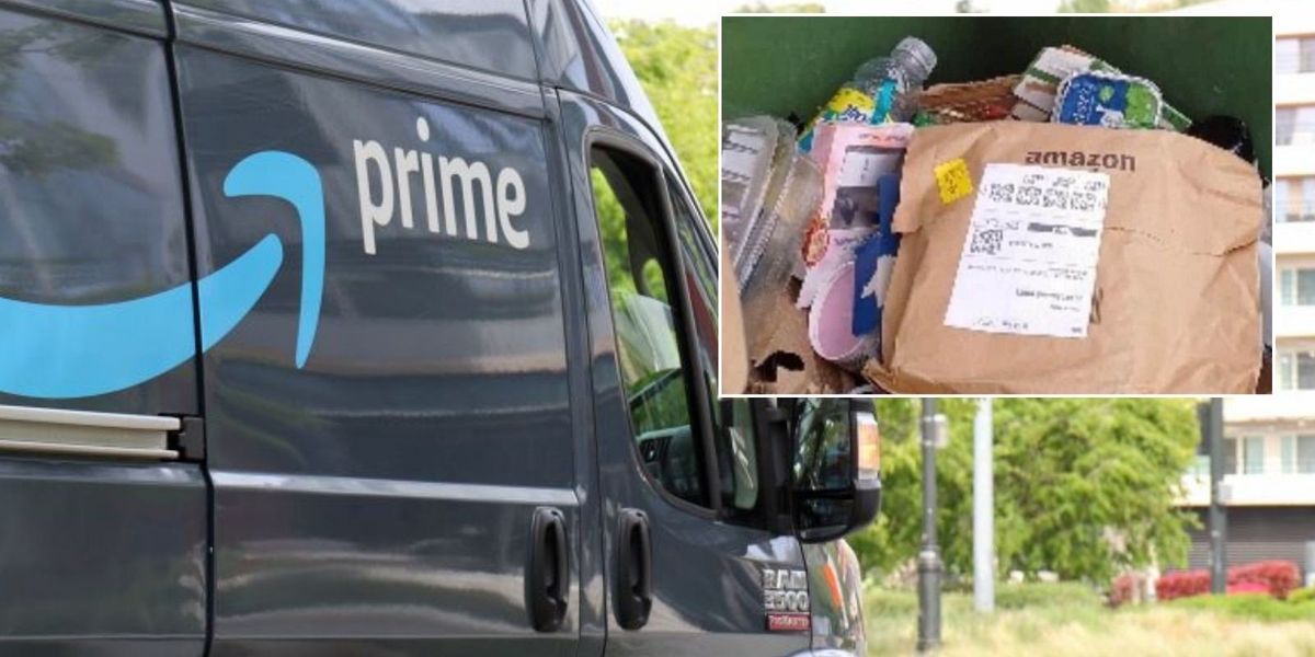 NextImg:Amazon delivery driver leaves package in WHEELIE BIN - and even shared photo as proof