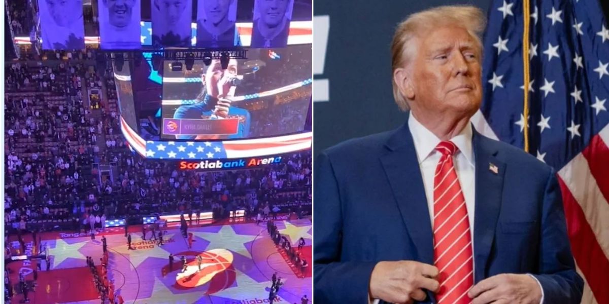 NextImg:Watch as Canadians BOO the US national anthem: 'This is unheard of!'