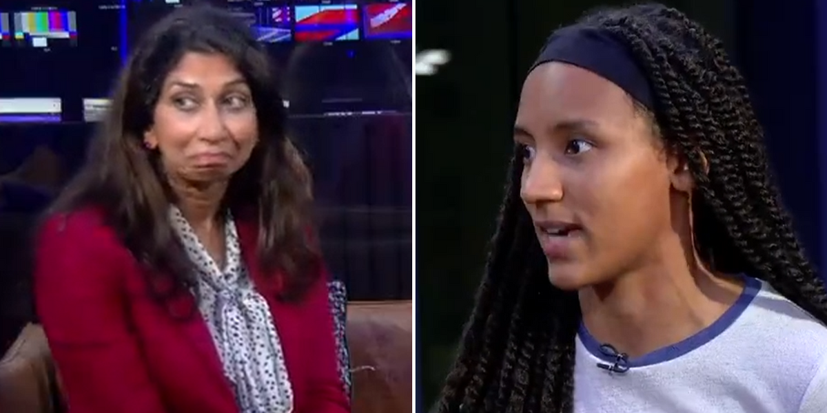 NextImg:Suella Braverman left stunned as pro-Palestine student makes shock claim