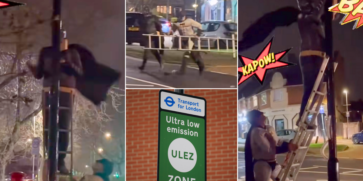 NextImg:Ulez vigilantes dress up as Batman as they thwart Sadiq Khan's enforcement cameras
