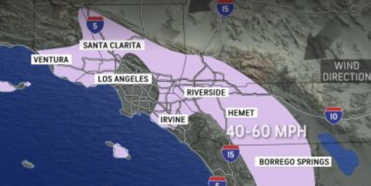 NextImg:US weather: Deadly 100mph Santa-Ana winds to raise wildfire risk to ‘critical’