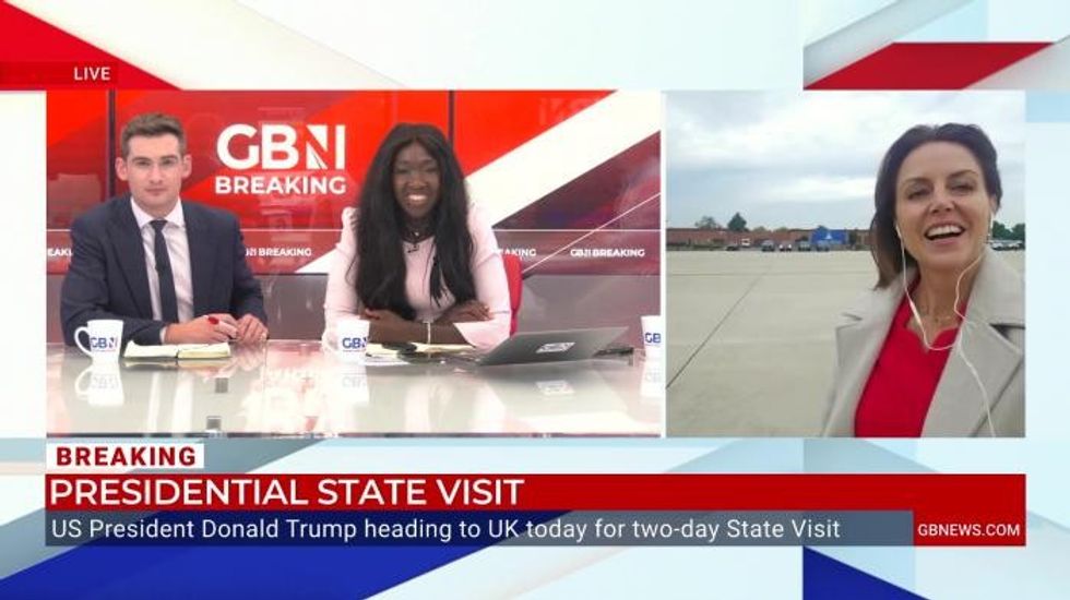 WATCH: Bev Turner prepares to board Air Force One with Donald Trump ahead of UK state visit