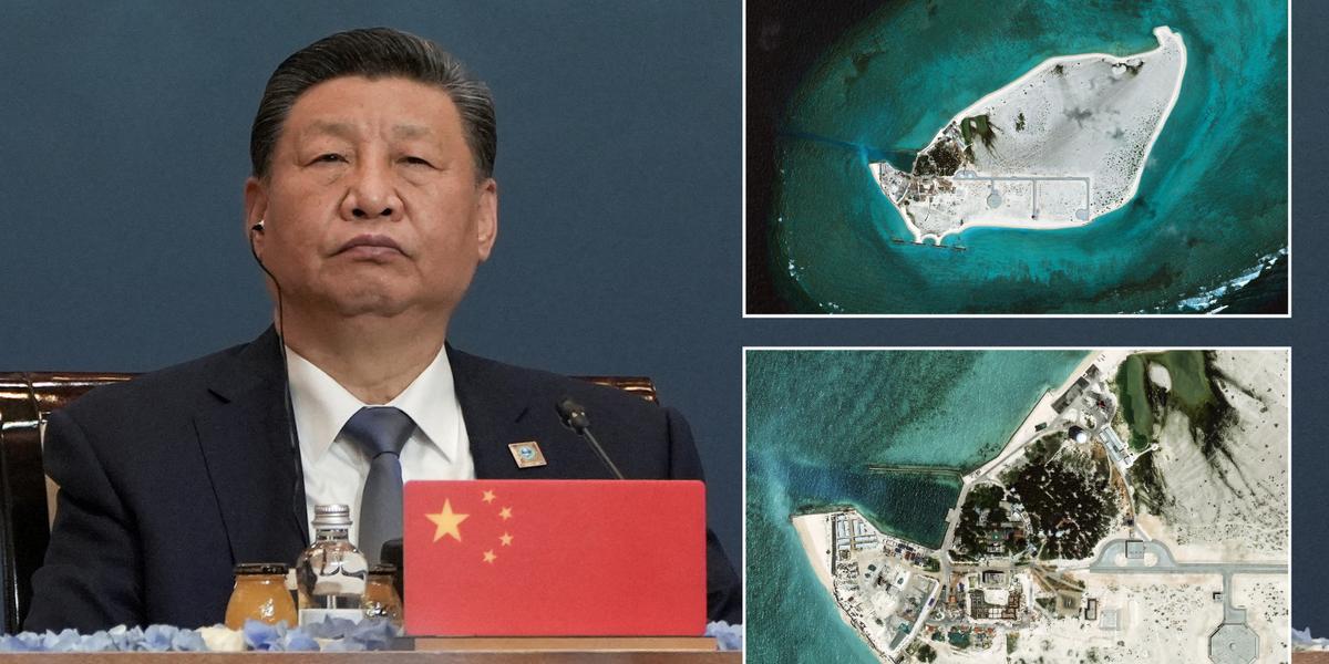 NextImg:China pictured building high-tech spy outposts on contested islands as fears loom over new 'arms race'